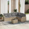 Image de Vidaxl Salon De Jardin Avec Coussins 7 Pcs Beige RÃ©sine TressÃ©e