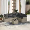 Image de Vidaxl Salon De Jardin Avec Coussins 7 Pcs Gris Clair RÃ©sine TressÃ©e