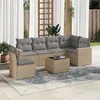 Image de Vidaxl Salon De Jardin Avec Coussins 7 Pcs Beige RÃ©sine TressÃ©e