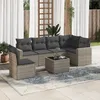 Image de Vidaxl Salon De Jardin Avec Coussins 7 Pcs Gris RÃ©sine TressÃ©e
