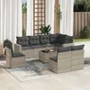 Image de Vidaxl Salon De Jardin 9 Pcs Avec Coussins Gris Clair RÃ©sine TressÃ©e
