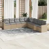 Image de Vidaxl Salon De Jardin Avec Coussins 9 Pcs Beige RÃ©sine TressÃ©e