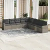 Image de Vidaxl Salon De Jardin 9 Pcs Avec Coussins Gris RÃ©sine TressÃ©e