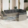 Image de Vidaxl Salon De Jardin Avec Coussins 10 Pcs Gris Clair RÃ©sine TressÃ©e