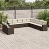 Image de Vidaxl Salon De Jardin Et Coussins 11 Pcs Marron RÃ©sine TressÃ©e