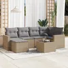 Image de Vidaxl Salon De Jardin Avec Coussins 7 Pcs Beige RÃ©sine TressÃ©e