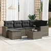 Image de Vidaxl Salon De Jardin Avec Coussins 7 Pcs Gris RÃ©sine TressÃ©e