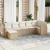 Image de Vidaxl Salon De Jardin Avec Coussins 7 Pcs Beige RÃ©sine TressÃ©e