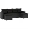 Image de Vidaxl Salon De Jardin 6 Pcs Avec Coussins Noir RÃ©sine TressÃ©e
