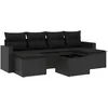 Image de Vidaxl Salon De Jardin 7 Pcs Avec Coussins Noir RÃ©sine TressÃ©e