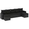 Image de Vidaxl Salon De Jardin 7 Pcs Avec Coussins Noir RÃ©sine TressÃ©e