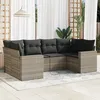 Image de Vidaxl Salon De Jardin 6 Pcs Avec Coussins Gris Clair RÃ©sine TressÃ©e