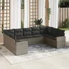 Image de Vidaxl Salon De Jardin 9 Pcs Avec Coussins Gris RÃ©sine TressÃ©e