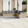 Image de Vidaxl Salon De Jardin Avec Coussins 10 Pcs Beige RÃ©sine TressÃ©e