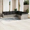 Image de Vidaxl Salon De Jardin Avec Coussins 10 Pcs Gris Clair RÃ©sine TressÃ©e