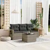 Image de Vidaxl Salon De Jardin 4 Pcs Avec Coussins Gris RÃ©sine TressÃ©e