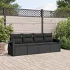 Image de Vidaxl Salon De Jardin 4 Pcs Avec Coussins Noir RÃ©sine TressÃ©e