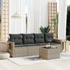 Image de Vidaxl Salon De Jardin 5 Pcs Avec Coussins Gris Clair RÃ©sine TressÃ©e