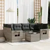 Image de Vidaxl Salon De Jardin Avec Coussins 7 Pcs Gris Clair RÃ©sine TressÃ©e