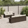 Image de Vidaxl Salon De Jardin 8 Pcs Avec Coussins Marron RÃ©sine TressÃ©e