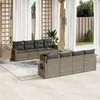 Image de Vidaxl Salon De Jardin 9 Pcs Avec Coussins Gris RÃ©sine TressÃ©e
