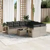 Image de Vidaxl Salon De Jardin 9 Pcs Avec Coussins Gris Clair RÃ©sine TressÃ©e