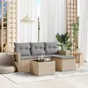 Image de Vidaxl Salon De Jardin Avec Coussins 4 Pcs Beige RÃ©sine TressÃ©e