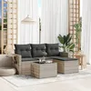 Image de Vidaxl Salon De Jardin 4 Pcs Avec Coussins Gris Clair RÃ©sine TressÃ©e