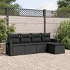 Image de Vidaxl Salon De Jardin 5 Pcs Avec Coussins Noir RÃ©sine TressÃ©e