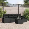Image de Vidaxl Salon De Jardin 6 Pcs Avec Coussins Noir RÃ©sine TressÃ©e