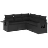 Image de Vidaxl Salon De Jardin 5 Pcs Avec Coussins Noir RÃ©sine TressÃ©e