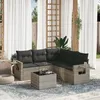 Image de Vidaxl Salon De Jardin 6 Pcs Avec Coussins Gris Clair RÃ©sine TressÃ©e