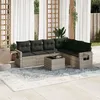 Image de Vidaxl Salon De Jardin Avec Coussins 7 Pcs Gris Clair RÃ©sine TressÃ©e