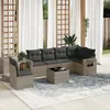 Image de Vidaxl Salon De Jardin Avec Coussins 7 Pcs Gris RÃ©sine TressÃ©e