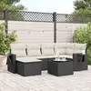 Image de Vidaxl Salon De Jardin 7 Pcs Avec Coussins Noir RÃ©sine TressÃ©e