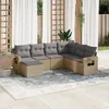 Image de Vidaxl Salon De Jardin Avec Coussins 7 Pcs Beige RÃ©sine TressÃ©e