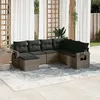 Image de Vidaxl Salon De Jardin Avec Coussins 7 Pcs Gris RÃ©sine TressÃ©e