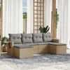 Image de Vidaxl Salon De Jardin Avec Coussins 6 Pcs Beige RÃ©sine TressÃ©e