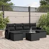 Image de Vidaxl Salon De Jardin 7 Pcs Avec Coussins Noir RÃ©sine TressÃ©e