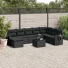 Image de Vidaxl Salon De Jardin 9 Pcs Avec Coussins Noir RÃ©sine TressÃ©e
