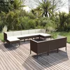Image de Vidaxl Salon De Jardin Avec Coussins 9 Pcs Beige RÃ©sine TressÃ©e