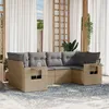 Image de Vidaxl Salon De Jardin Avec Coussins 6 Pcs Beige RÃ©sine TressÃ©e