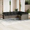 Image de Vidaxl Salon De Jardin 9 Pcs Avec Coussins Gris RÃ©sine TressÃ©e
