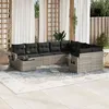 Image de Vidaxl Salon De Jardin Avec Coussins 10 Pcs Gris Clair RÃ©sine TressÃ©e