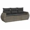 Image de Vidaxl Salon De Jardin Avec Coussins 3 Pcs Gris RÃ©sine TressÃ©e