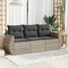 Image de Vidaxl Salon De Jardin Avec Coussins 3 Pcs Gris Clair RÃ©sine TressÃ©e