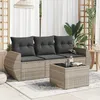Image de Vidaxl Salon De Jardin 4 Pcs Avec Coussins Gris Clair RÃ©sine TressÃ©e