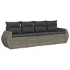 Image de Vidaxl Salon De Jardin 4 Pcs Avec Coussins Gris RÃ©sine TressÃ©e