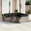 Image de Vidaxl Salon De Jardin 9 Pcs Avec Coussins Gris Clair RÃ©sine TressÃ©e