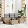 Image de Vidaxl Salon De Jardin Avec Coussins 5 Pcs Beige RÃ©sine TressÃ©e